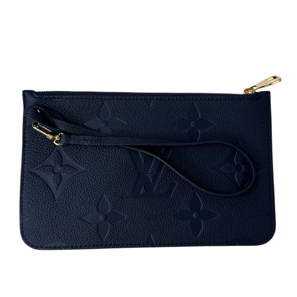 NEW Louis Vuitton Neverfull POCHETTE Navy embossed Monogram Empreinte leather - Picture 5 of 16